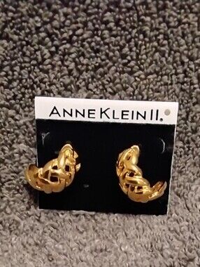 Anne Klein Shiny Gold Braided Half-Hoop Earrings